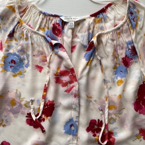 Lucky Brand Womens Major Floral Peasant Top Blouse Size M - Picture 13 of 13
